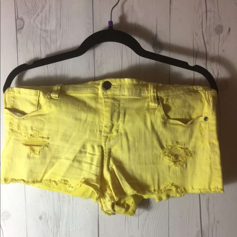 Distressed Yellow Shorts